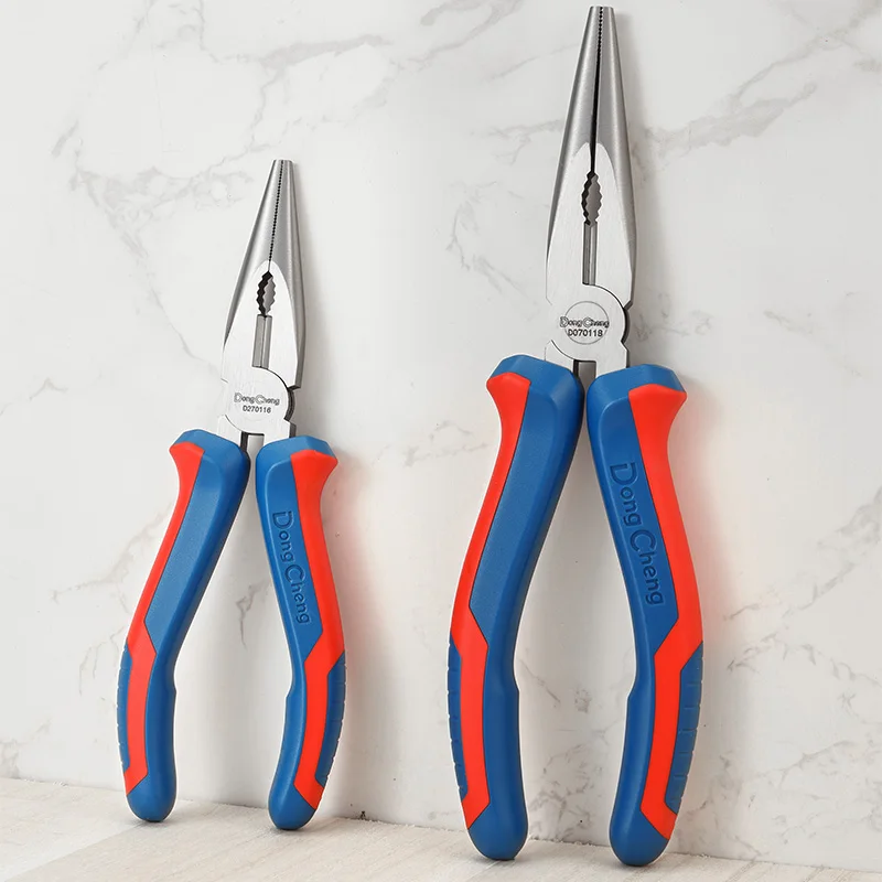High Leverage Needle Nose Pliers 25% Less Effort 55# Steel Forged Eccentric Joint with Crimper 6/8 Inch Long Nose Pliers