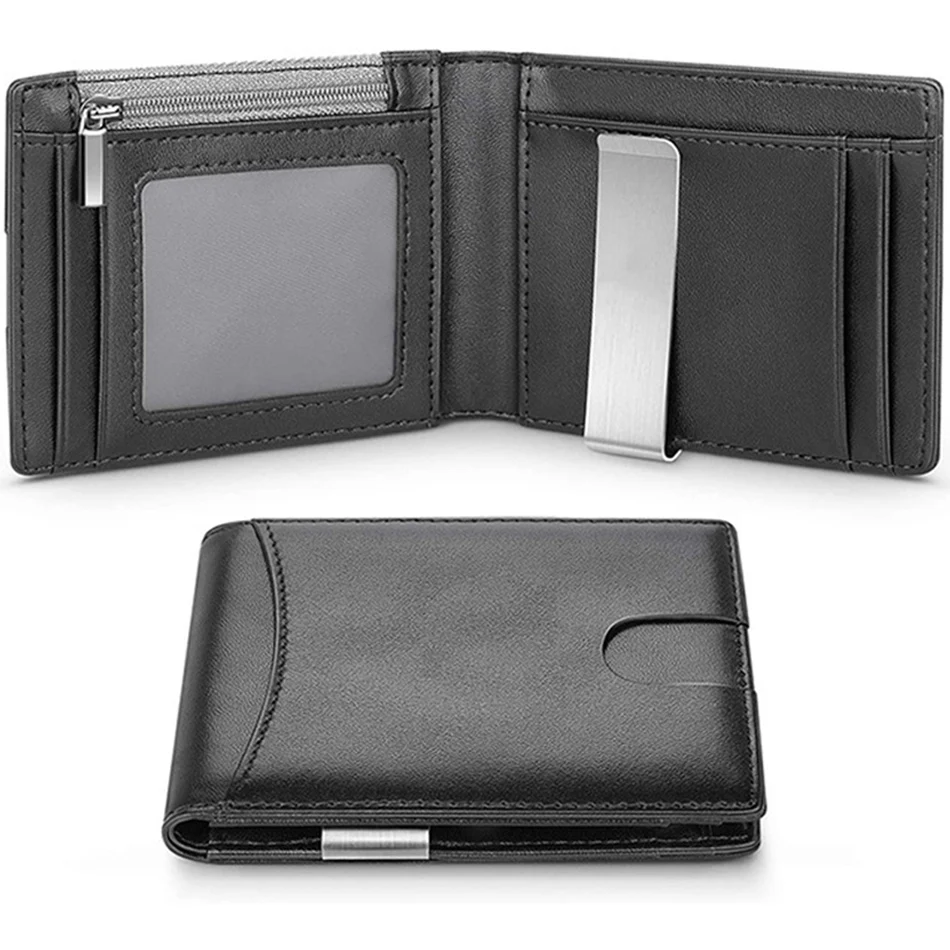 Minimalist Wallets Card Holder PU Multi-Function Card Case Microfiber Wear-Resistant RFID Anti-Skimming Carbon Fiber Card Clip