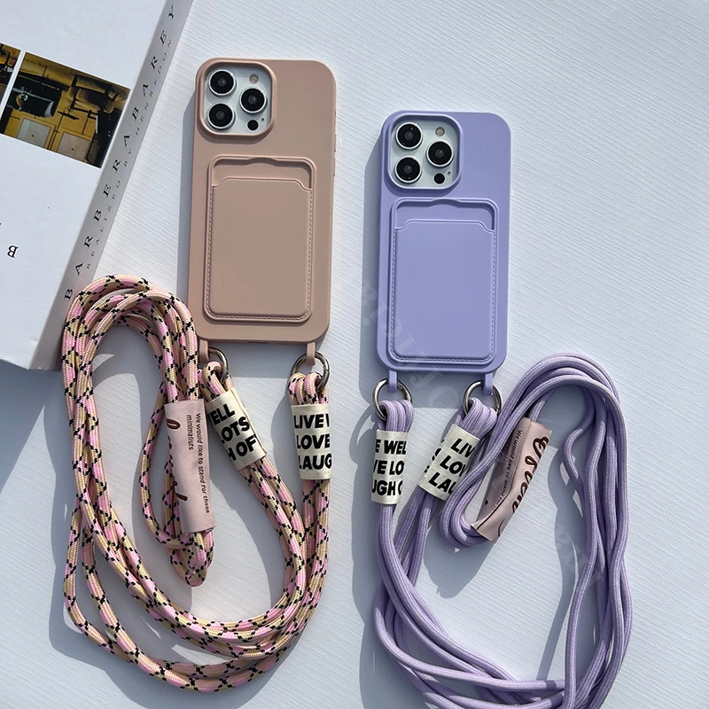 

Soft Case+Card Holder Long Lanyard For iPhone 15Promax 15 15Pro 14 14Pro 14Promax 13 13Pro 13Promax 12 12Promax 11 11Promax X Xr