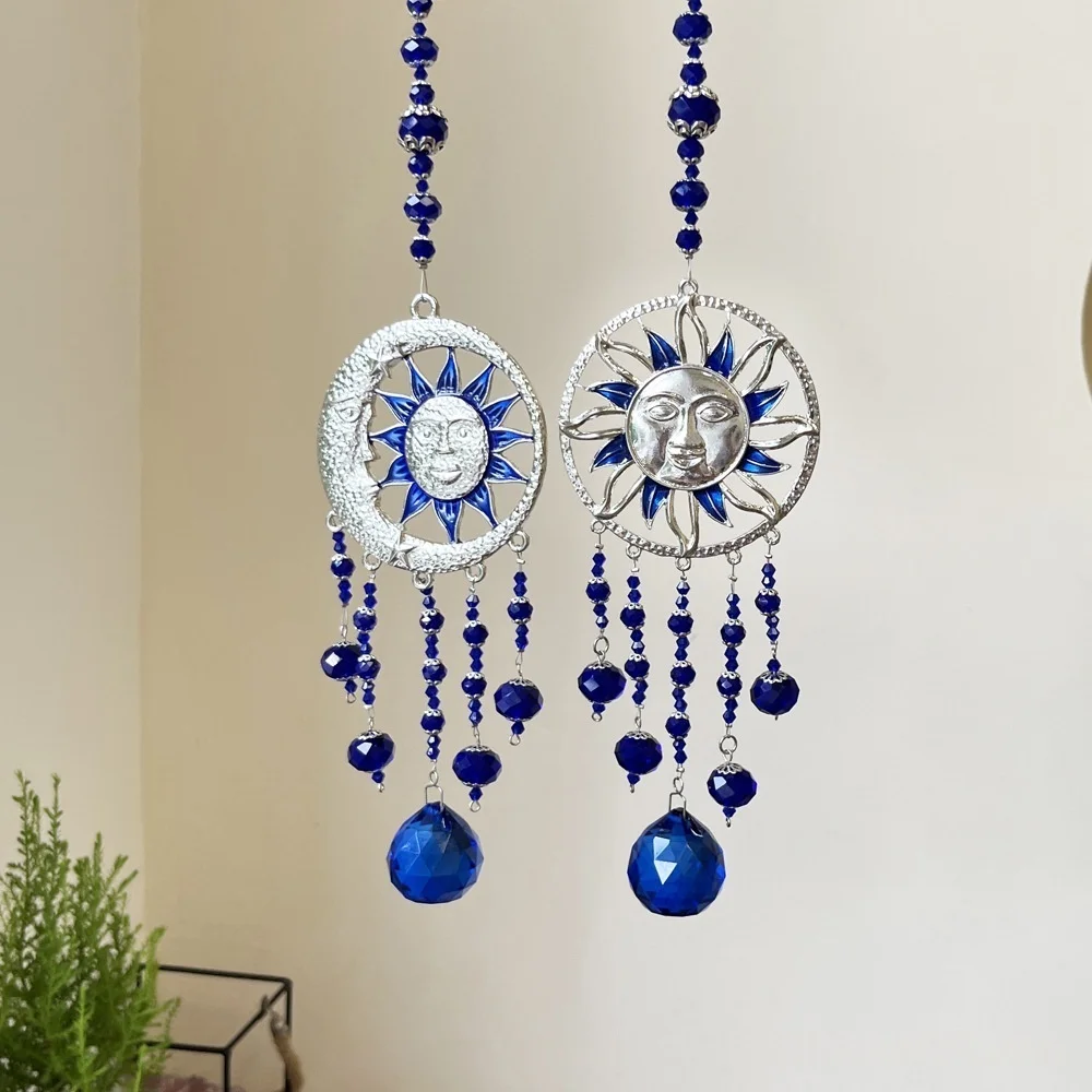 Creative Devil Eye Blue Wind Chimes Lucky Charm Hanging Crystals Sun Catcher Ornament Garden Yard Decoration Crafts Pendant Gift