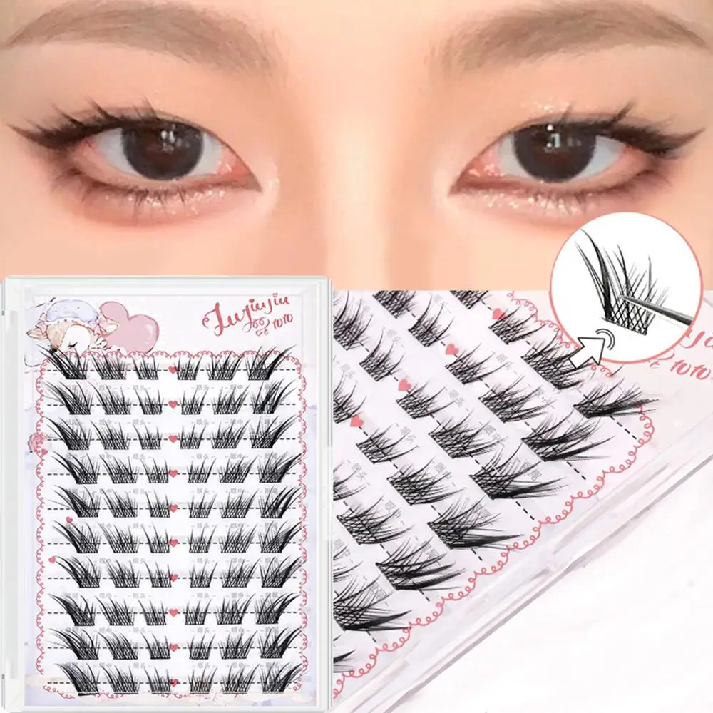 Sztuczne rzęsy typu \"fox eye\" 6/10 rzędów, samoprzylepne, bez kleju, kępki rzęs DIY, manga eyes, przedłużanie rzęs, powiększanie oczu, do codziennego użytku.