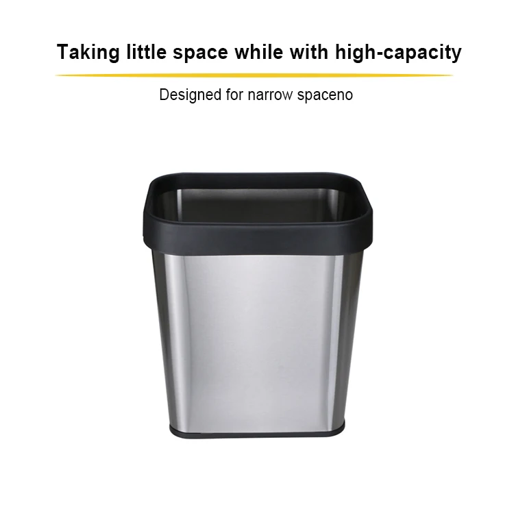 Stainless Steel Trash Can Waste Basket for Office Home Kitchen Durable Metal Garbage Bin Modern Design Easy Clean Large