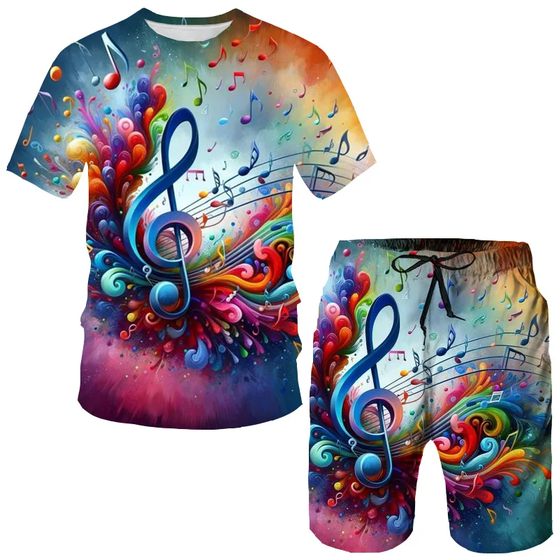 Fashion Musical Note 3D Print T-Shirts Shorts Sets Men's Tracksuits Oversized Short Sleeve T Shirt Pants Set Man Suits Clothing 4 Fashion Musical Note 3D Print T-Shirts Shorts Sets Men's Tracksuits Oversized Short Sleeve T Shirt Pants Set Man Suits Clothing 4