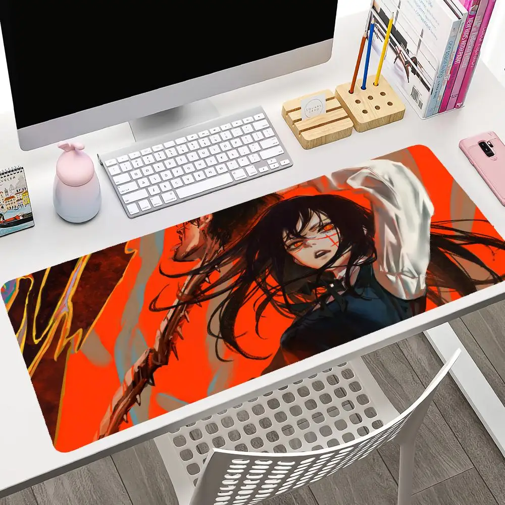 Anime Chainsaw Man Mousepad Large Gaming Mouse Pad LockEdge Thickened Computer Keyboard Table Desk Mat