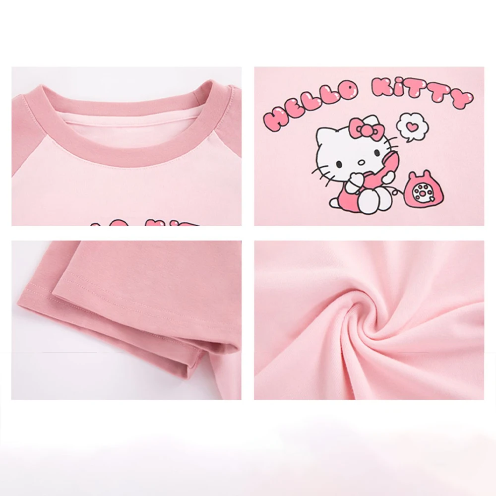 Anime Hello Kitty t-shirt Sanrio Kawaii figura estate manica corta nuovo stile corto dolce Kt top studente Hot Girl Trend Fashion