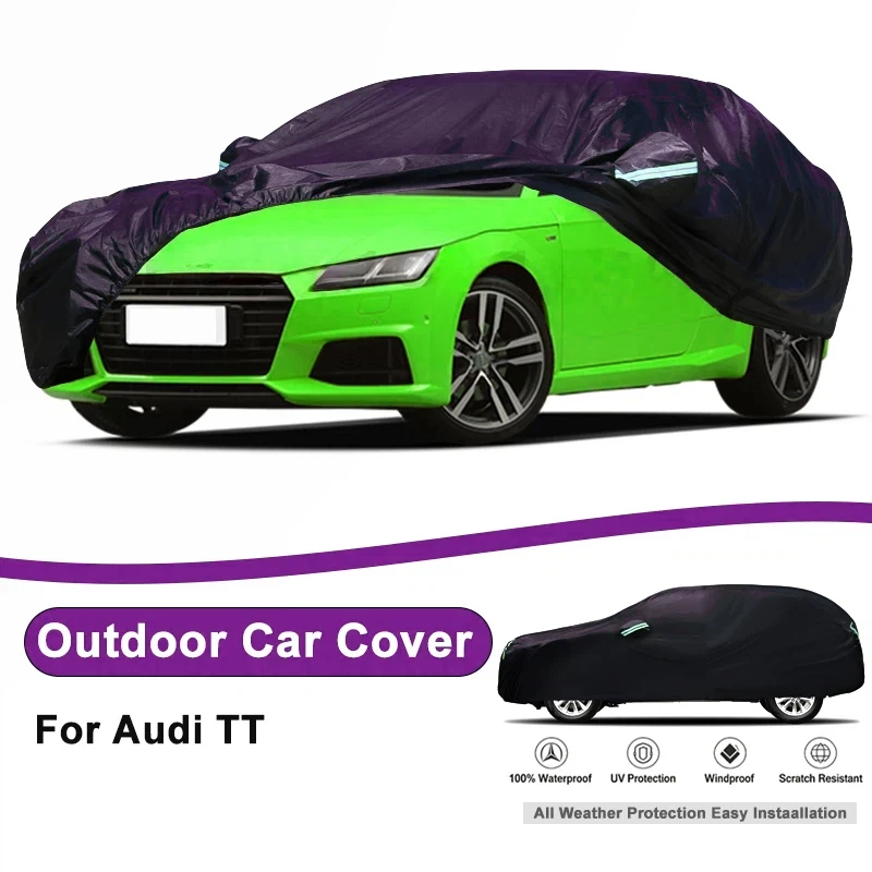 Outdoor Full Car Cover For Audi TT with Reflective Strips Waterproof Snowproof Dustproof UV Protection Auto Accessories