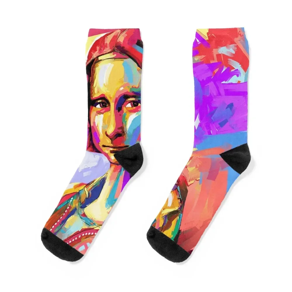 

Mona Lisa Socks compression bright garter with print sports and leisure Male Socks Women's