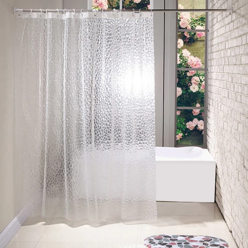 Shower Curtain EVA Translucent 3D Thickened 1.8x1.8M Shower Curtains Bathroom Curtain Moldproof Waterproof Bathroom Curtain