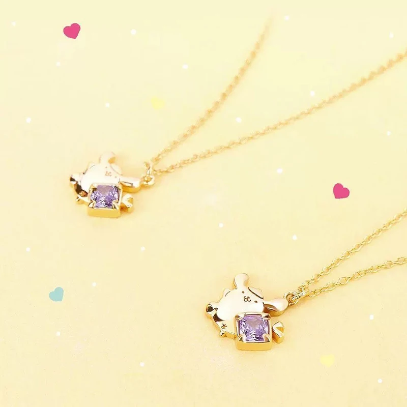 Sanrios Hellokittys Purindog Necklace Cute Cartoon Animal Pendant Necklaces Women Jewelry Trendy Perfect Gift for Girls Choice