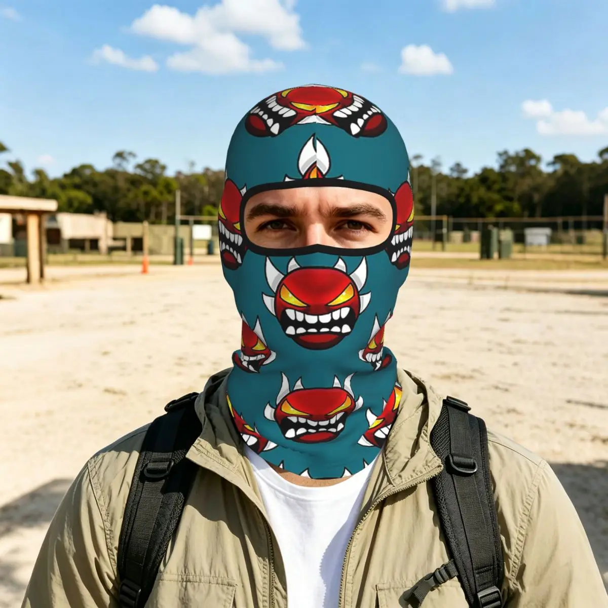 Video Game Geometry Dash Breathable Balaclava Full Face Mask Sun Protection Neck Gaiter For Motorcycle Cycling Fishing Outdoor