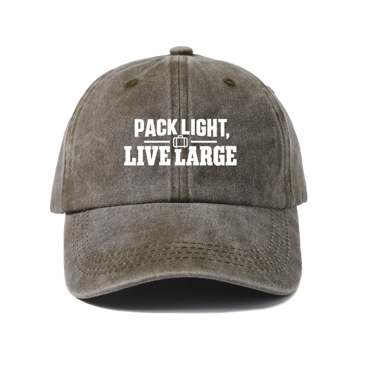 Pack Light Live Large Graphic Vintage Washed Baseball Cap, Adjustable Unisex Dad Hat, Casual Gift