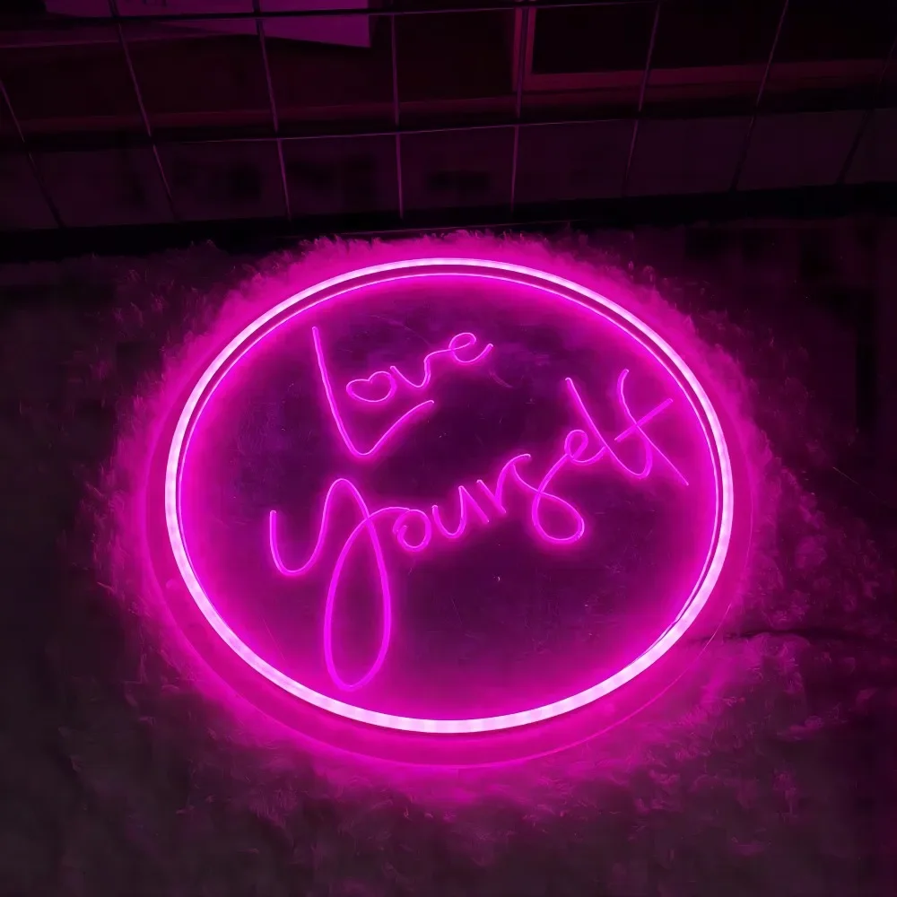 Love Yourself Neon Sign incidere personalità USB personalizzato Led lettere luminose per bar caffetteria decorazione luci sul muro