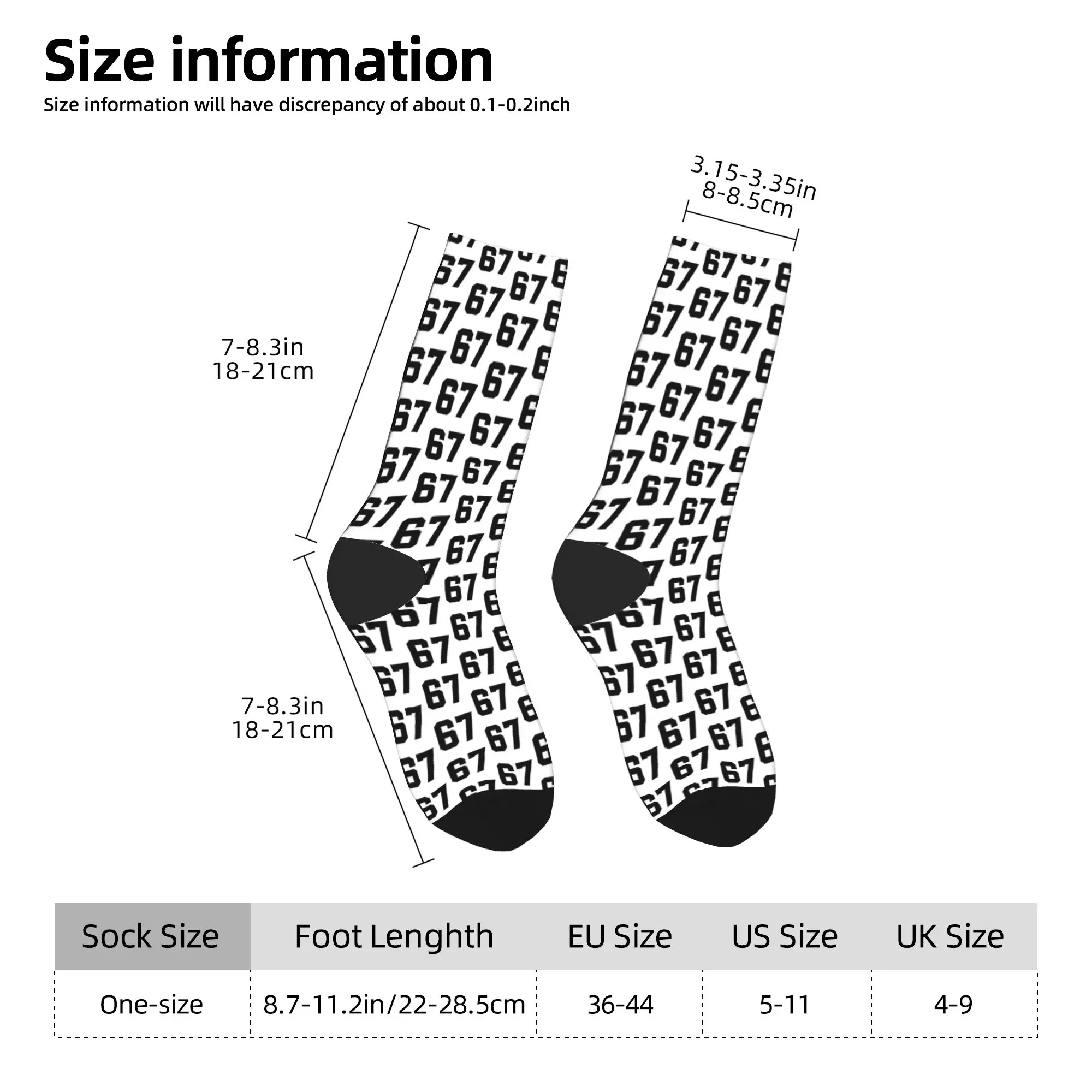 67 六七白黒靴下秋ストッキングノベルティメンズ高品質靴下プリント登山抗菌靴下