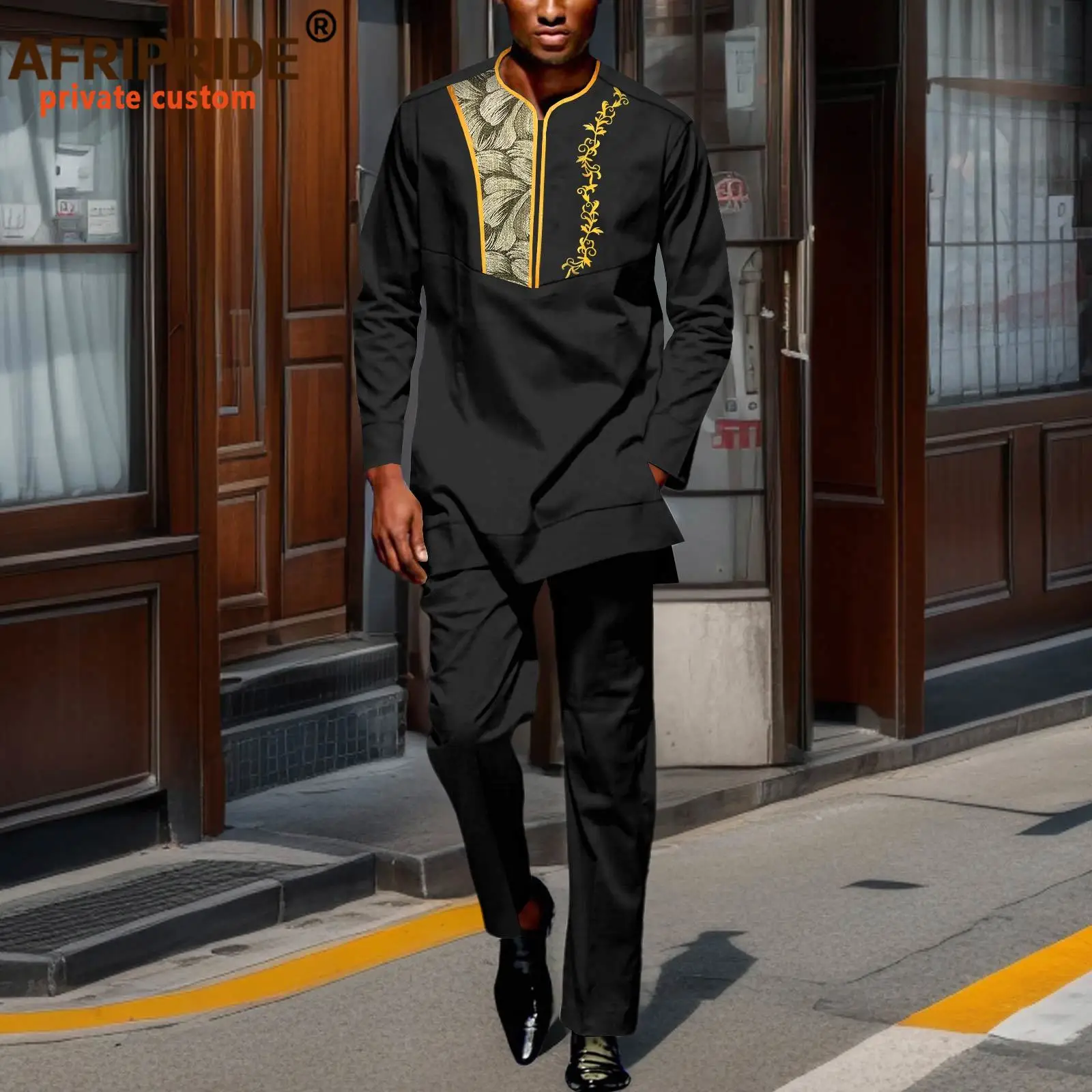 

Men`s Clothes African Embroidery Print Shirts and Pants 2 Piece Set Traditional Wear Plus Size Tracksuit Tribal Outfits 2416115