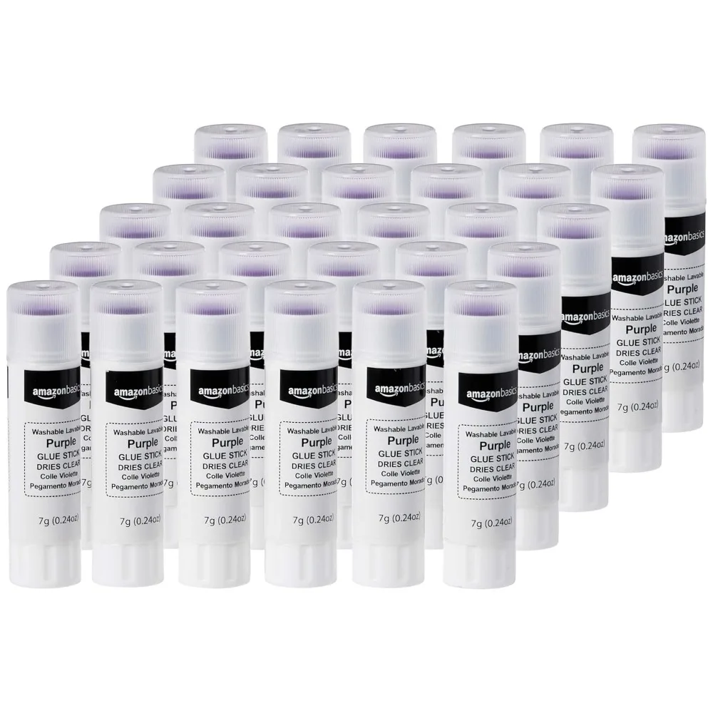 

Фиолетовые моющиеся клеевые палочки, прозрачные сухи, по 0,24 унции, упаковка из 30 штук для школы и поделок