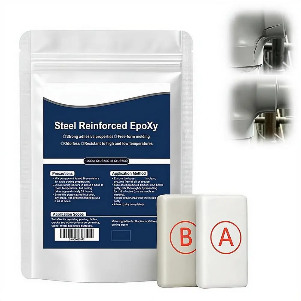 Steel Reinforced Epoxys Putty High Strength 2 Part Filler Fast Repair Clay Adhesive for Ceramic Glass Metal PVC Pipe Leaks Crack