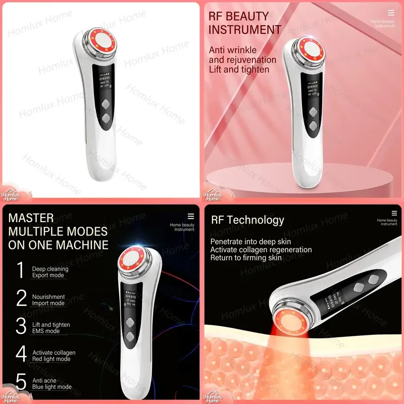 2026 Wholesale Smart Home EMS Microcurrent Face Lift Massager Handheld Multi Light Therapy Hot Compress RF Beauty Device for