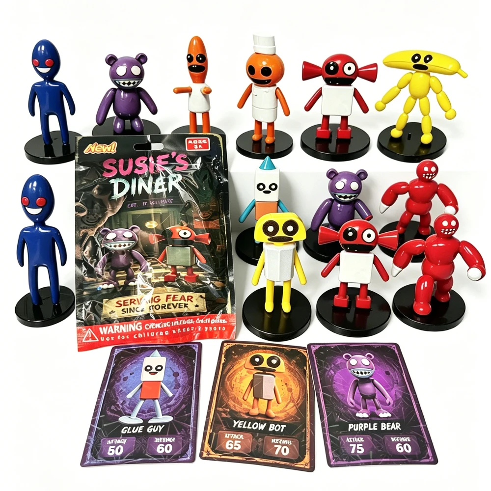 

Suzy's Restaurant Blind Box Movable Joint Monster Figure with Display Base & Collectible Trading Cards Birthday Surprise Gift
