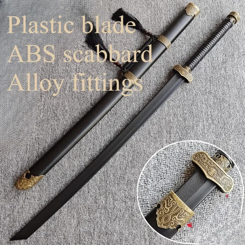 

100cm Polypropylene Plastic Knife PU Leather Tang Horizontal Knife Wooden Knife with Sheath Ancient Clothing Practice