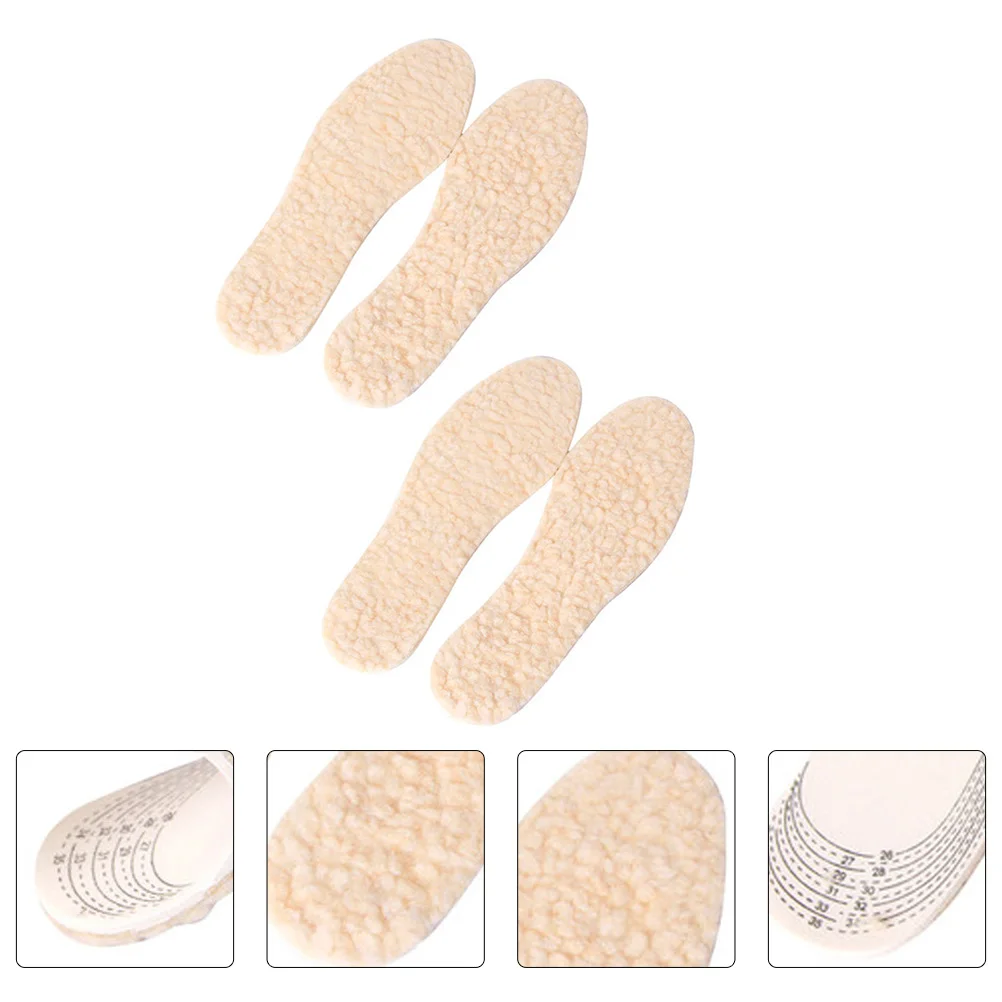 2 Pairs Fur Insole Shoes Accessory Winter Kids Warm Breathable Insoles Imitation Lamb Wool Bottom Pad Child