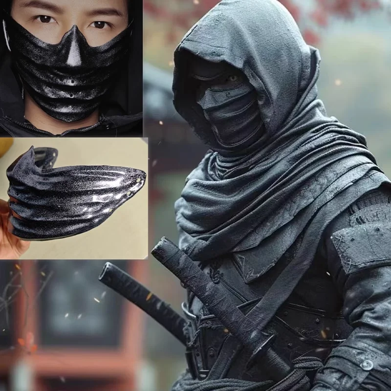 Resin Black Assassin Mask Killer Ninja Cosplay Half Face Mask Cool Anime Halloween Favors Masquerade Party Wear