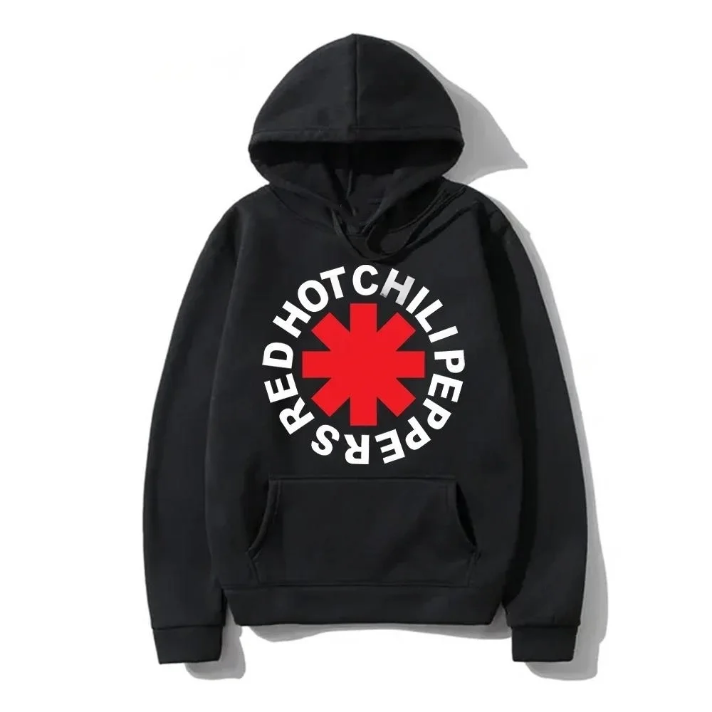 2025New-ropa de Hip-hop, Sudadera con capucha de pimiento picante rojo, sudadera para hombre y mujer, ropa de calle de banda de Rock Retro, algodón puro para otoño e invierno
