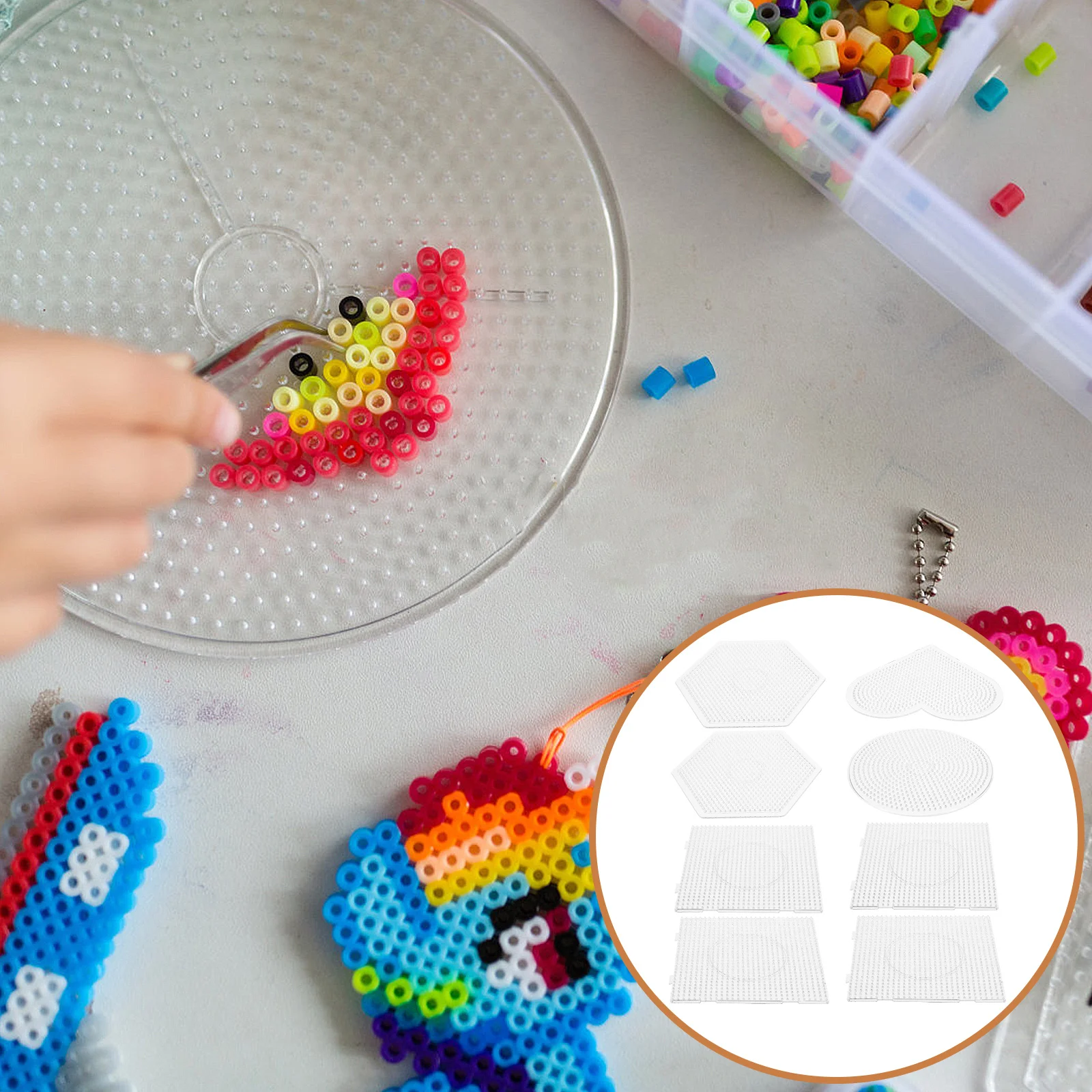 1Set Doorzichtige Plastic Zekering Kralen Boards Groot Formaat Assortiment Ronde Vierkante Zeshoek Ster Vormen voor 5mm Kralen DIY Craft Activiteiten