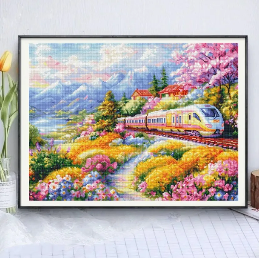 

9ct 70x90 см поезд вышивка DIY наборы с принтом в китайском стиле вышивка крестиком рукоделие домашний декор ремесла