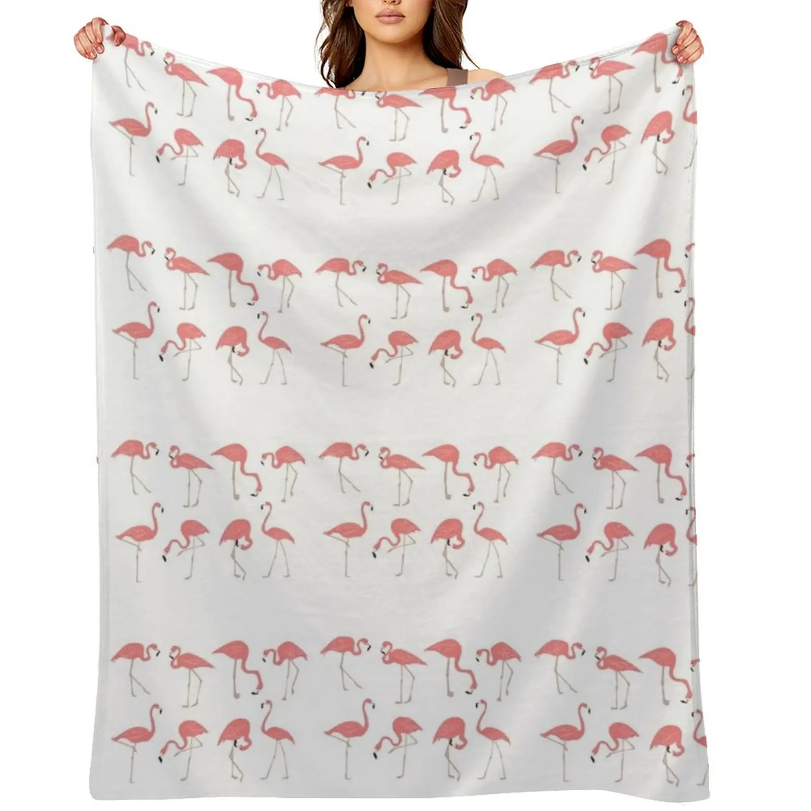 

FLAMINGO LOVE - LOVE WITH FLAMINGO Throw Blanket Decorative Beds Flannel Fabric Thins Decoratives Blankets
