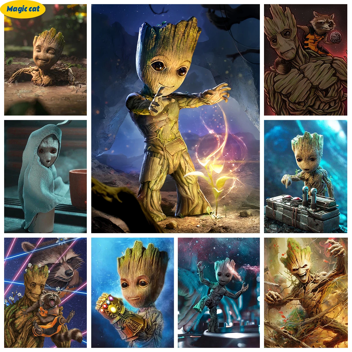 

Groot 5D Diamond Painting Mosaic Marvel Superhero Handmade Diamond Embroidery Rhinestone Cross Stitch Kid Gift Home Wall Decor