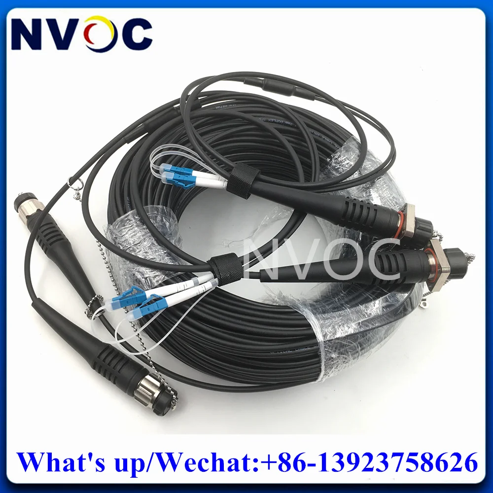 

2Pcs 2C ODC-LC 50CM SM Optical Patch Cord Cable+1Pcs SMF 9/125 4.0mm,100M,2Core ODC Round to ODC-Male Fiber Optic Connector