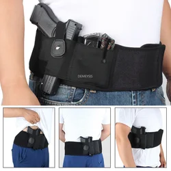 Tactical Belly Band Pistol Holster Concealed Shooting Holster Mag Pouch Elastic Wide Belt Airsoft Hunting Gun Holsters