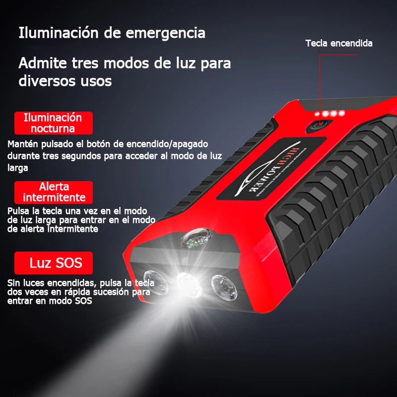 12V Car Jump Starter Power Bank Portable Car Battery Booster Charger Starting Device Auto Emergency Start-up Lighting