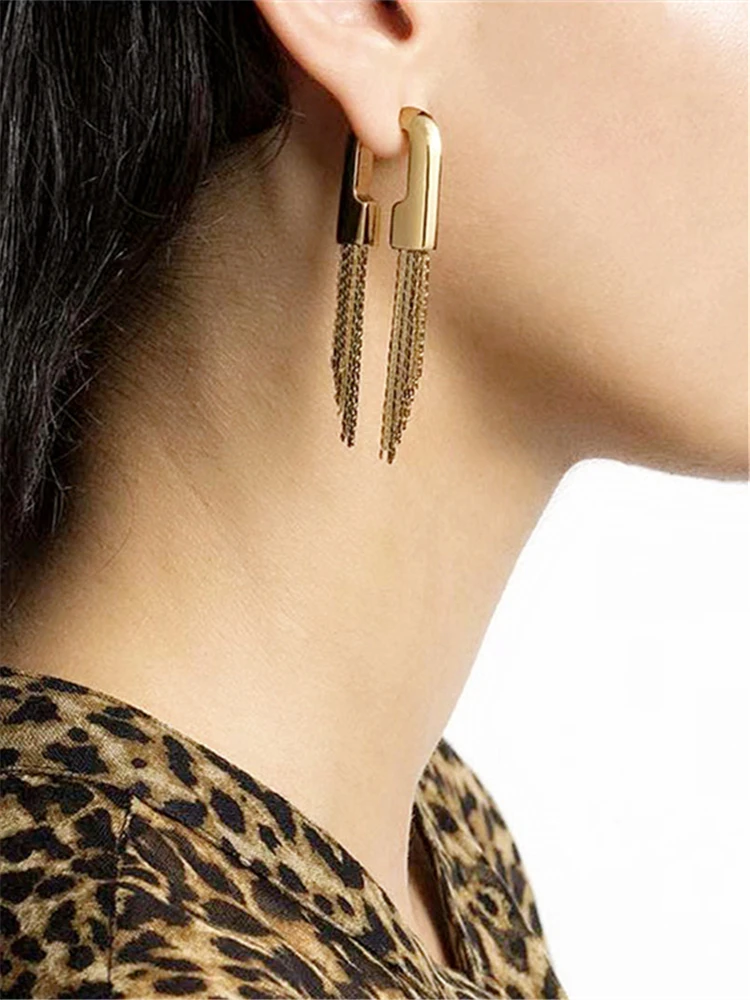 kshmir 2023 Metal wheat tassel earrings front and back long exaggerated studs for women trend jewelry gifts