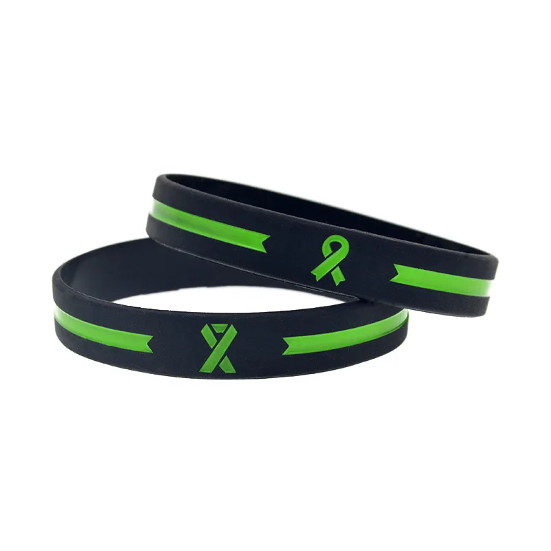 1 Stück/3 Stück gefülltes grünes Logo-Linienband Silikonarmband, einfache Dekoration, Bewusstseins-Gummiarmband, Unisex – Detail 7