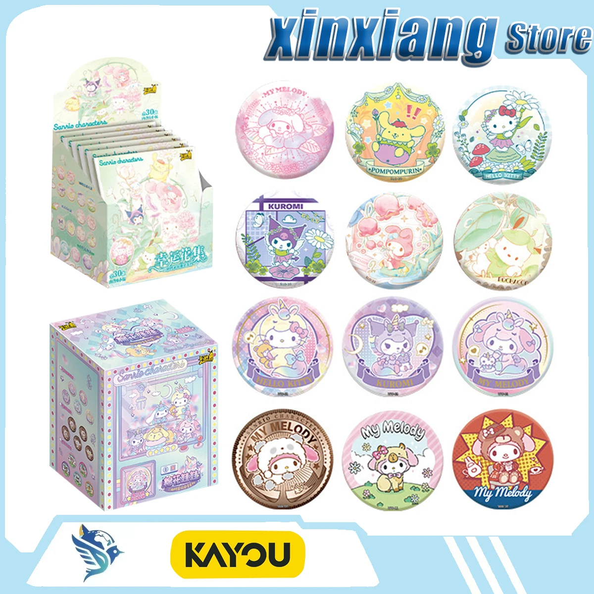 

KAYOU Sanrio Family: Hello Kitty, Куроми, Собака с большими ушами, Помпомпурин, Мелоди — персонажи мультфильмов в стиле аниме и манга, свежие и мечтательные.