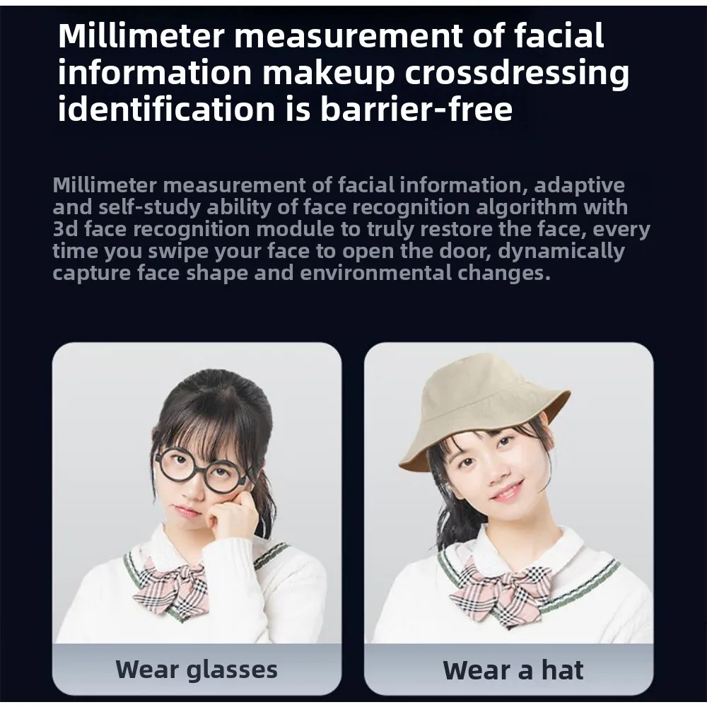 2025 NUOVA serratura intelligente Wave-Streamlined con scansione facciale veloce, ID trucco/vestito AI, videocitofono remoto Serratura elettronica