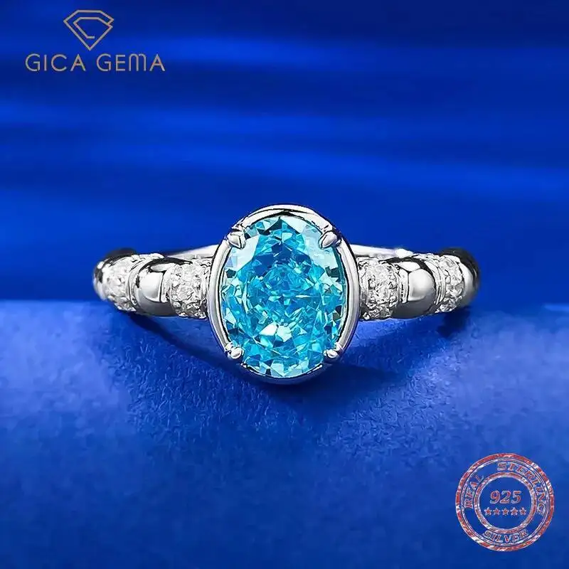 

Gica Gema 2024 трендовые ретро кольца для женщин 6*8 турмалин сапфир драгоценный камень лабораторный бриллиант обручальное кольцо ювелирные изделия подарок на годовщину