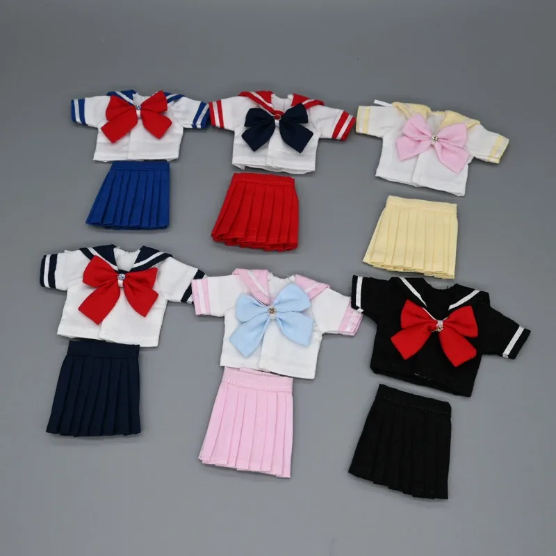 1/12 Scale Body Accessory Preppy Style Sailor Suit Set Tops Skirt Clothes Model for 6'' Action Figures Body Dolls Decor