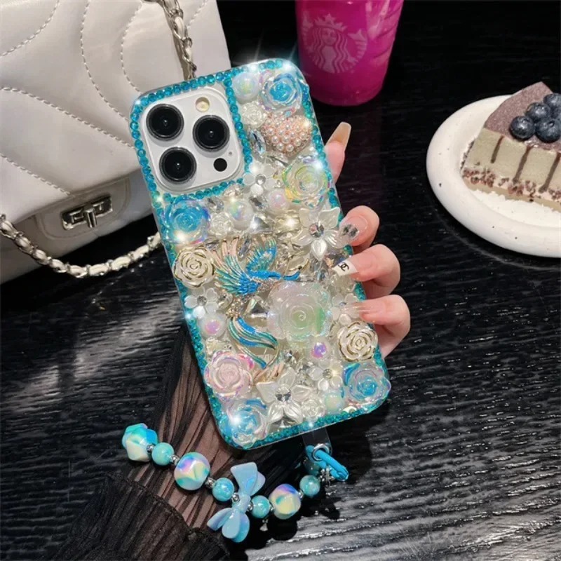 Luxury Bling Flowers Diamond Colored Phoenix Rhinestone Case, Cover for Xiaomi M5 M6 X4 X5 F5 Redmi 13 13C 12C 13R Note 13 12