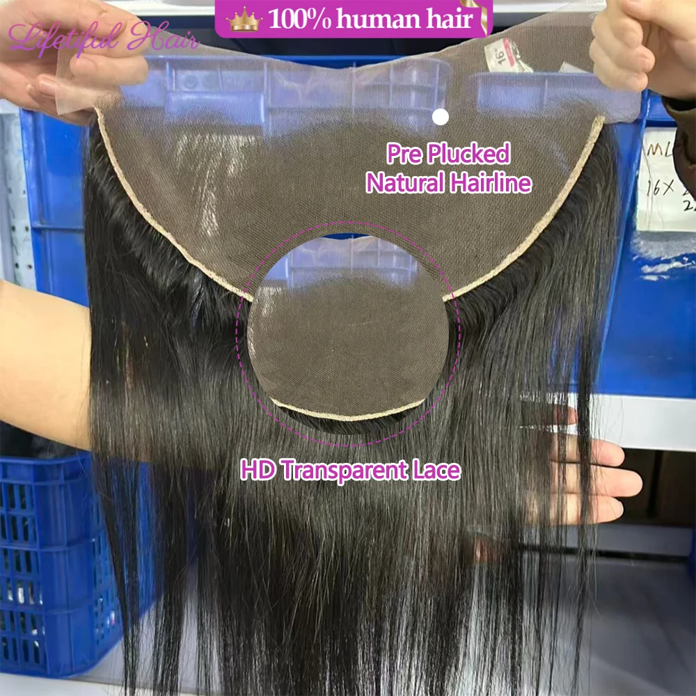 

13x4 13x6 HD Lace Frontal Closure Straight Ear to Ear 180% Density human hair bundles Brazilian Virgin 100% Human Hair