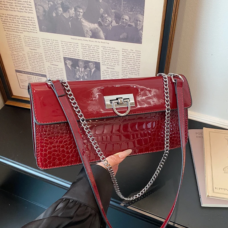 

Ретро-сумка-тоут для женщин, модная сумка для покупок, роскошная сумка из крокодиловой кожи, женская сумка через плечо, новинка 2026 года, сумка-багет