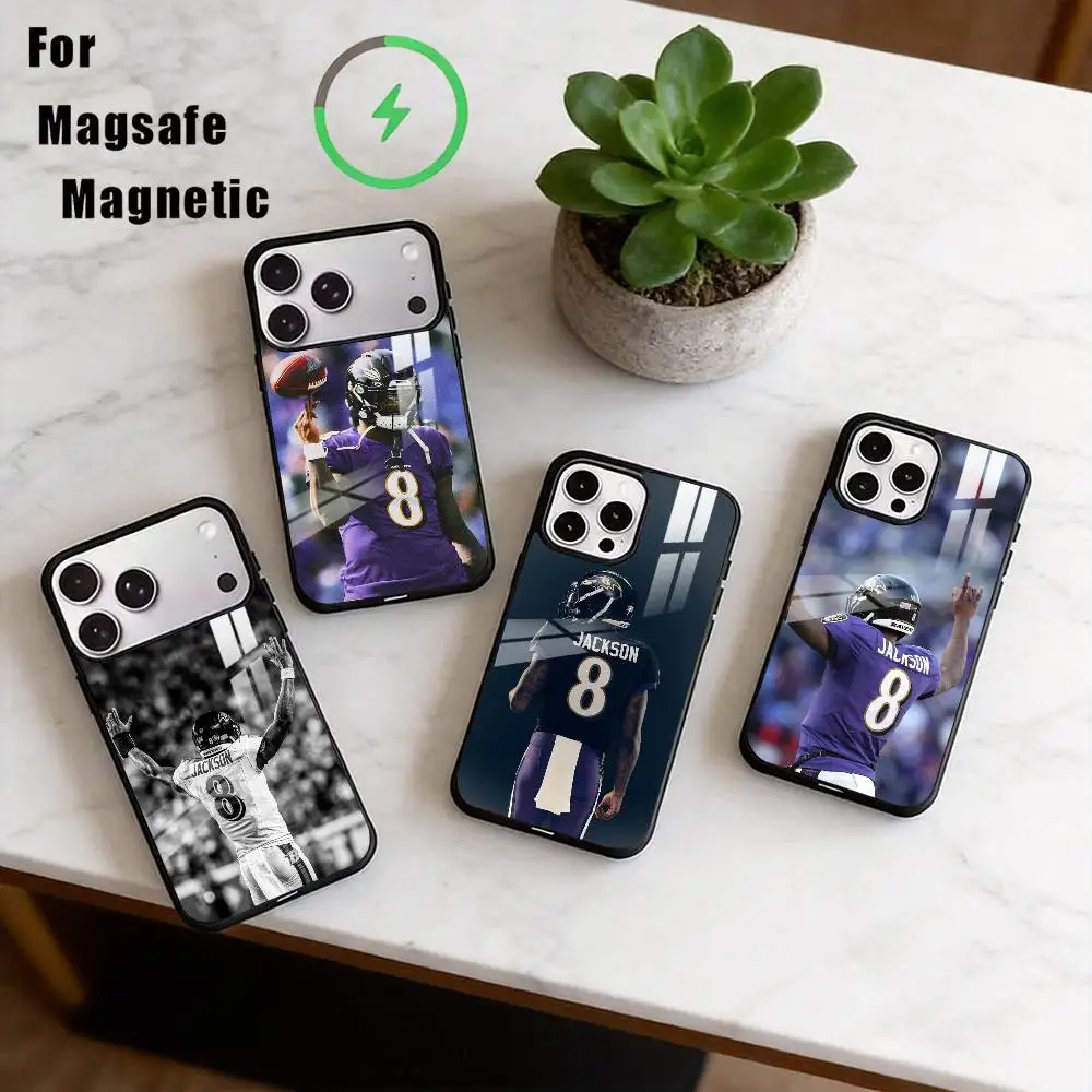 

L-Lamar Jackson Phone Case For iPhone17,16,15,14,13,12,11 Plus,Pro Magnetic with Magsafe Wireless Charging