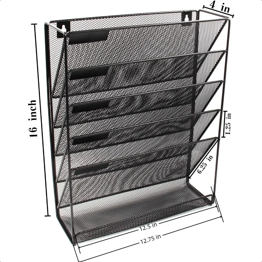 EasyPAG Portadocumenti da parete a 5 livelli Organizzatore di cartelle sospese in rete con etichetta classificata Organizzatore di file da scrivania versatile per ufficio domestico