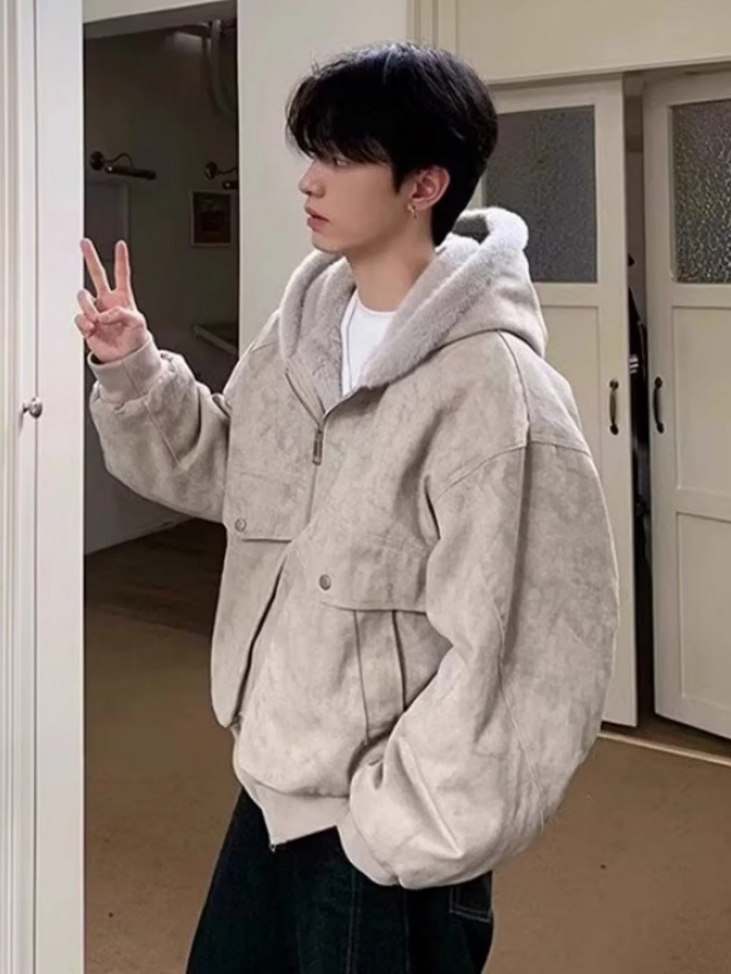 

Мужская зимняя куртка ONELYCNS с капюшоном на флисовой подкладке, в стиле ретро, с принтом Marble Mountain Eagle, свободного кроя, повседневная, из хлопка