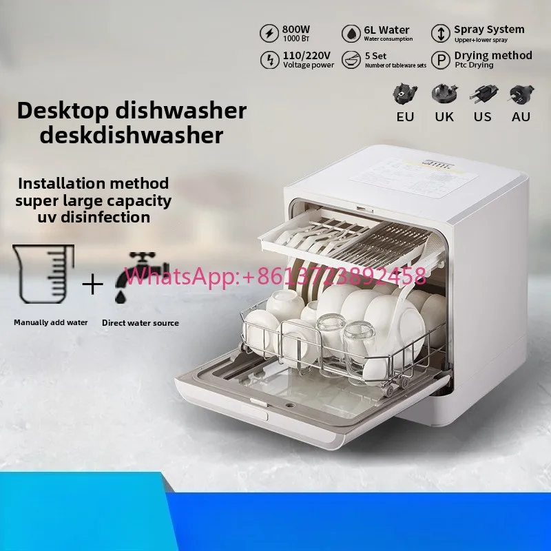 T08 E401 802 Countertop Dishwasher No Plumbing Smart High Temp Mini Washer For Household Apartment Kitchen Tableware Wash