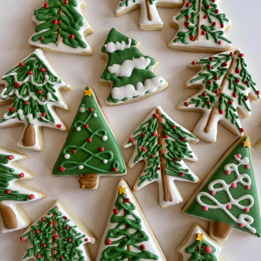 3.5ih Christmas Tree Ce Cutters4 Pieces Stainless Steel Christmas Ce Cutter Set Pastry Biscuit Fondant Cutter for Holiday