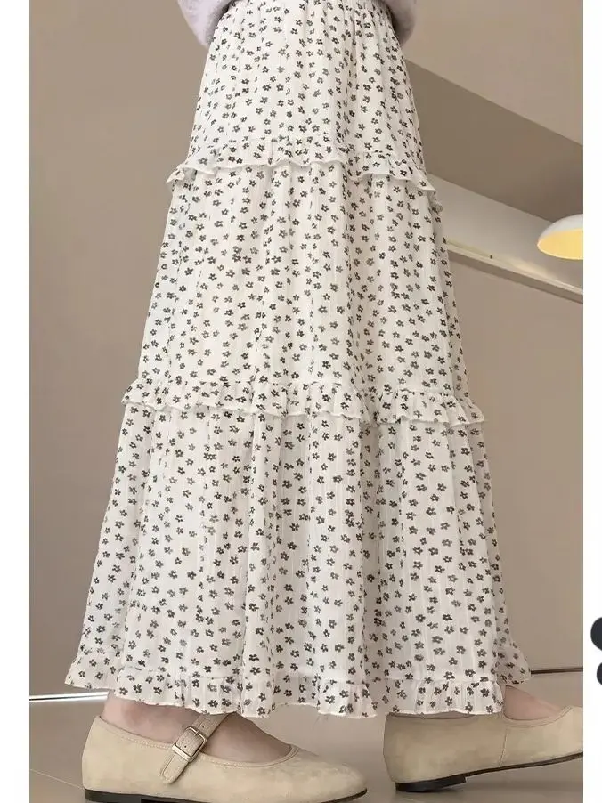 Women’s Floral Midi Skirt: Lightweight, Breathable, Plus Size, Hip-Hiding, Slimming, A-line, Flowy, Voluminous, Tiered Skirt