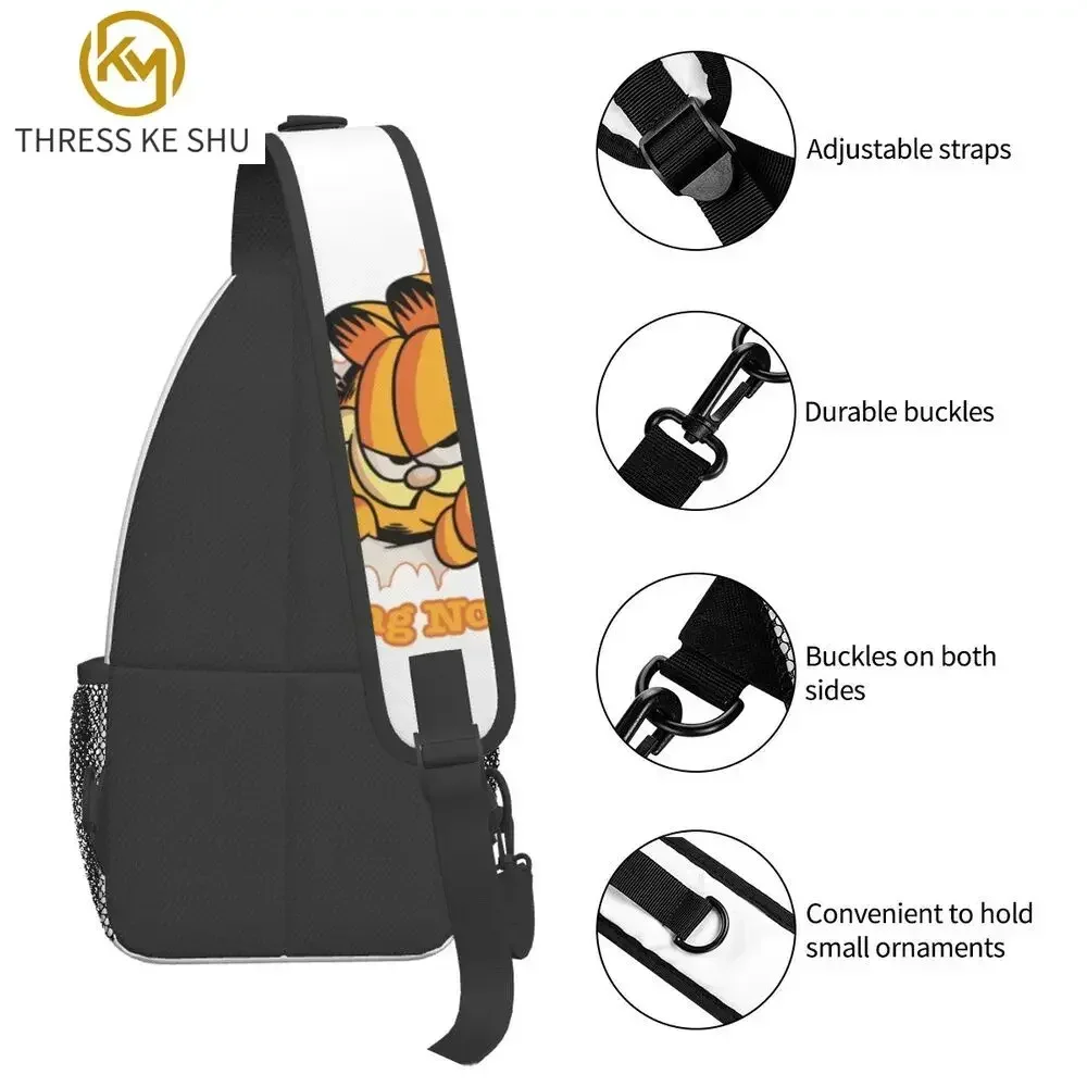 Busy Doing Nothing Garfields Sling Crossbody Backpack Men Custom Funny Cat Chest Shoulder Bag for Travel Hiking Daypack