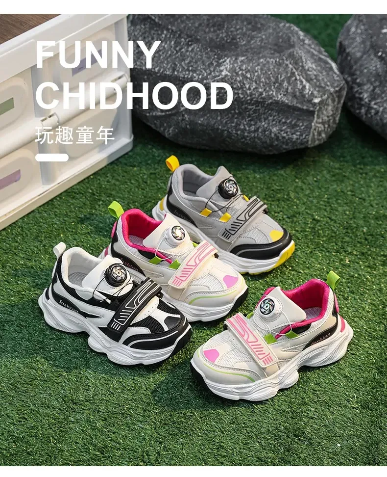 2025 Nuevos zapatos deportivos de tela de malla con velcro, zapatos de suela gruesa para hombres y mujeres, zapatillas de deporte para niños